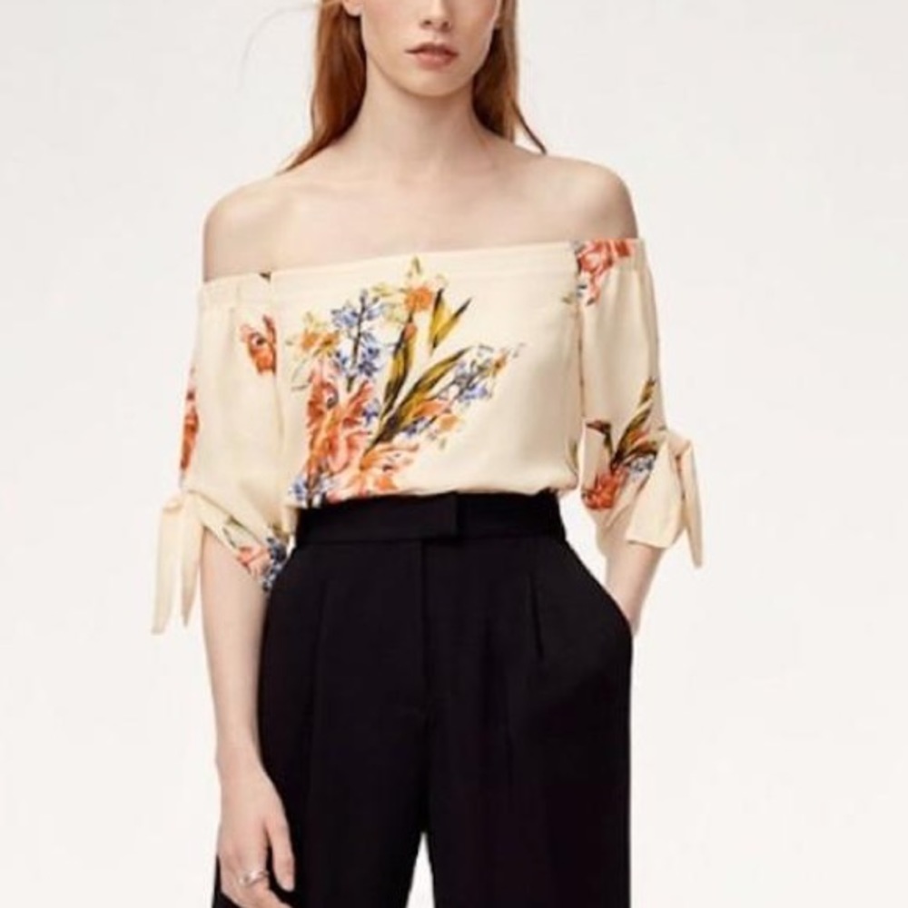 Babaton Off Shoulder Cream Floral Blouse